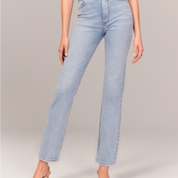 Abercrombie & Fitch Blue The Ankle Straight Ultra High Rise Leg Jeans - Picture 2 of 10